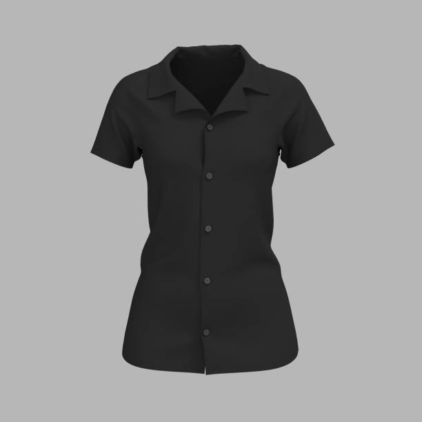 istock Short-sleeve camp shirt mockup 1331178781