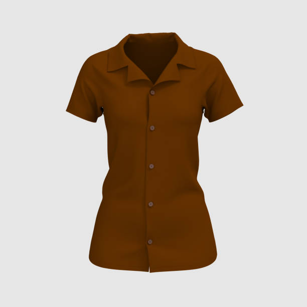 istock Short-sleeve camp shirt mockup 1331178791
