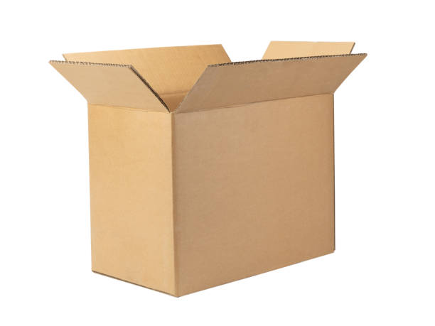 istock Opened cartoon box isolated on white background 1331179613