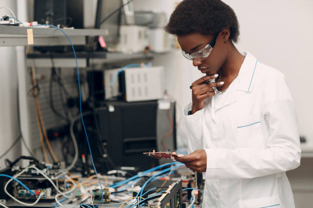 istock Scientist african american woman working in laboratory with electronic instruments 1331184474