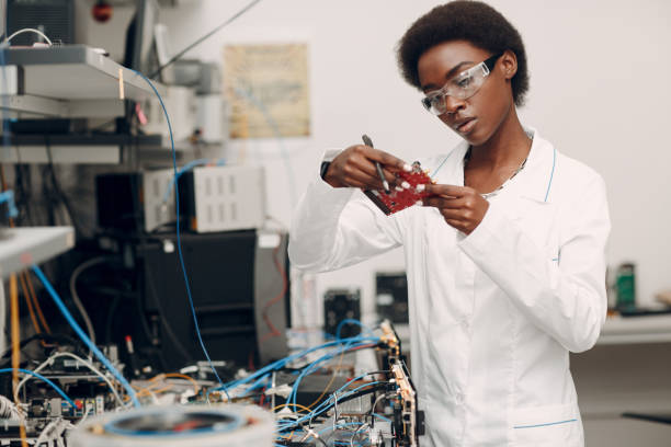 istock Scientist african american woman working in laboratory with electronic instruments 1331184476