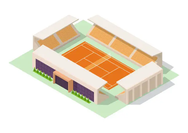 Vector illustration of isometric tennis stadium
