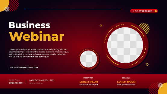 Webinar Frame Business Webinar Banner Template For Website With Two Circle Frame And ...