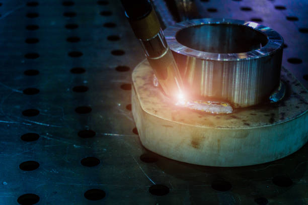 istock Close-up Welding steel robot mechanical arm automation production systems test 1331200460