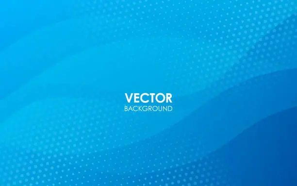 Vector illustration of Abstract blue curve background  with halftone. Vector illustration.