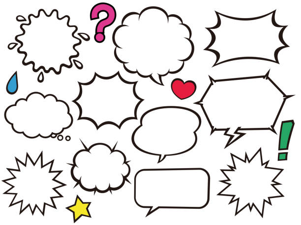 amerykański komiks styl mowy bańki 01 bez zestawu ilustracji tła - thinking thought bubble thought cloud clip art stock illustrations