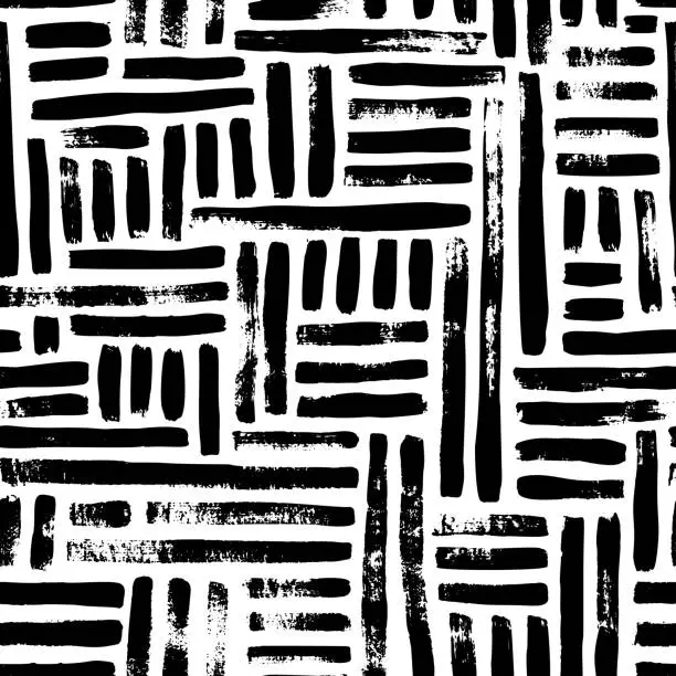 Vector illustration of Abstract geometric pattern with black interrupted dotted lines on white background.
