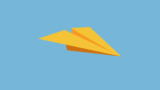 Animation of paper plane icon moving on blue background