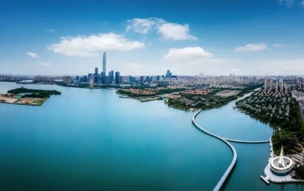 Aerial photography of China's Suzhou Cityscape Skyline