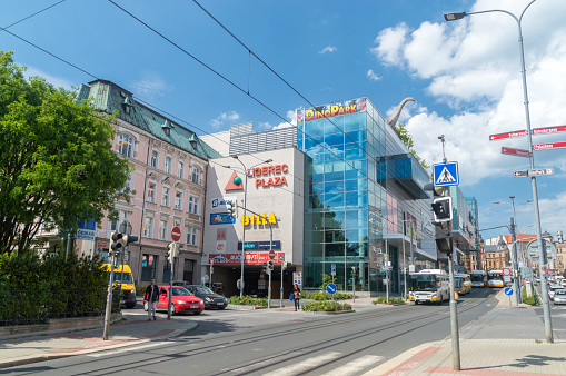Liberec, Czech Republic - June 2, 2021: Liberec Plaza department store.