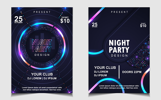 for music event concert disco, club invitation, festival poster, flyer