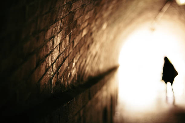 istock Silhouette of a woman going through a brick tunnel 1331226308