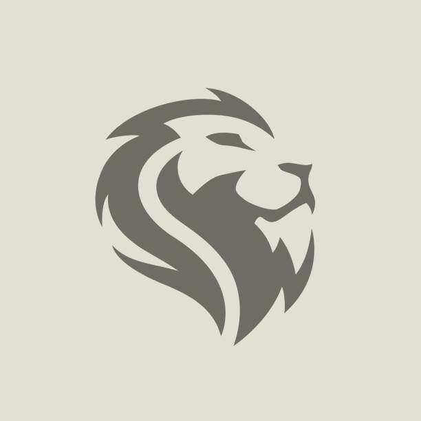 мужской значок льва - lion mane strength male animal stock illustrations
