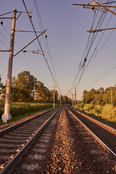 istock Industrial landscape with rails and railway on sunset. 1331228178