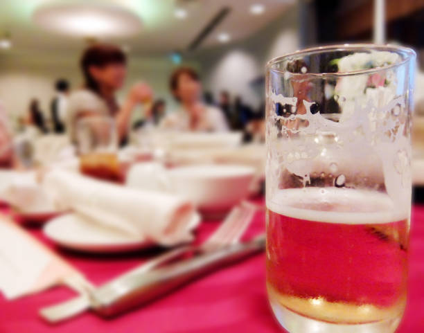 beer on the table at the wedding reception - speed dating bildbanksfoton och bilder