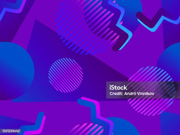 80s Gradient Pattern Geometric Seamless Pattern In 80s Style Colorful Gradient Synthwave And ...