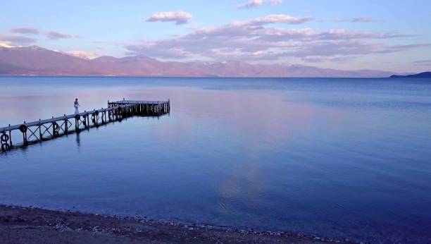 istock drone image of a pier on Lake Prespa, Macedonia 1331234455