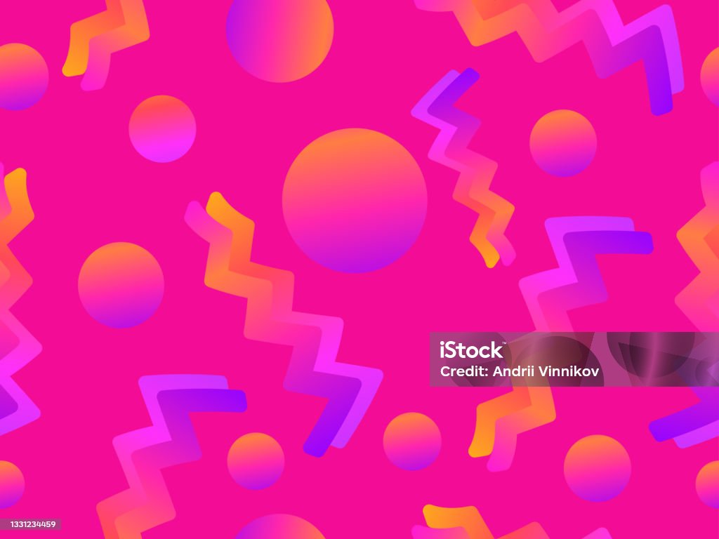 80s Gradient Pattern Geometric Seamless Pattern In 80s Style Colorful Gradient Synthwave And ...