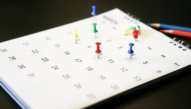 istock Close up the calendar on the brown table in planning ideas. 1331235759