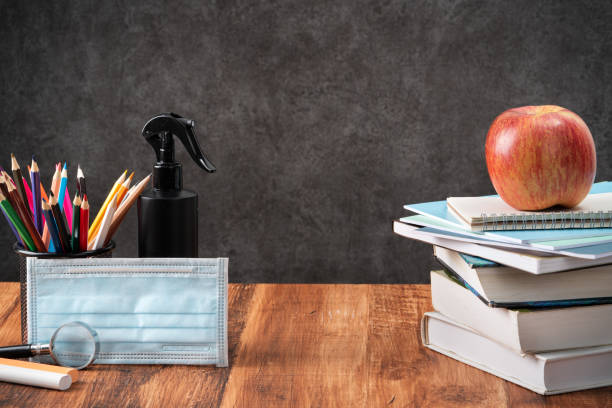 istock Back to school design concept with stationery over wooden table background. 1331237503