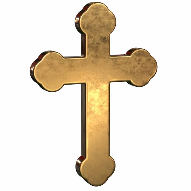istock 3D render of Gold Cross on white background 1331237692
