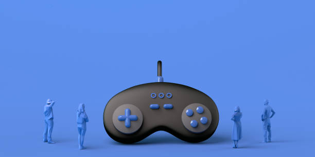 istock Giant gamepad watched by people. Gaming concept. Banner. App. Copy space. 1331241437