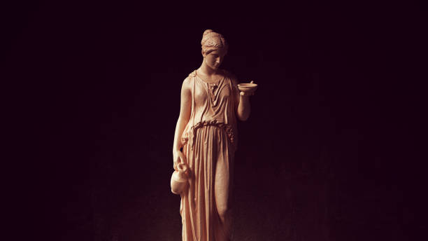 hebe goddess of youth classic mythology pouring the drink of immortality - roman statue angel rome imagens e fotografias de stock