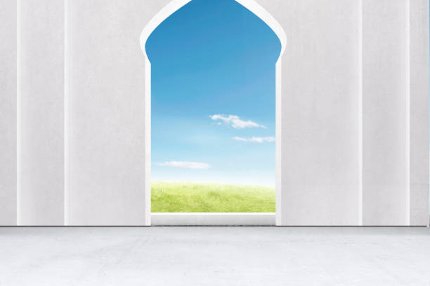 istock Mosque door with a green field 1331247307