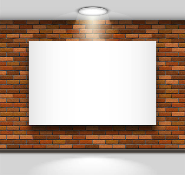 istock Picture frame, advertising banner or billboard with copy space on brick wall background. Realistic vector illustration 1331247953