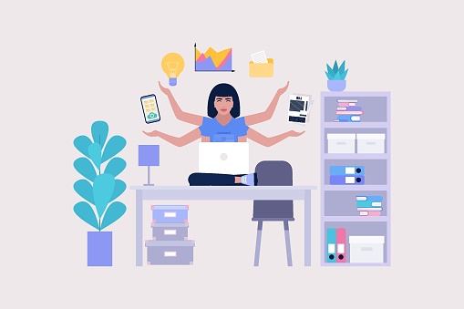 Multitasking Management Multitasking And Time Management Stock Illustration - Download Image ...