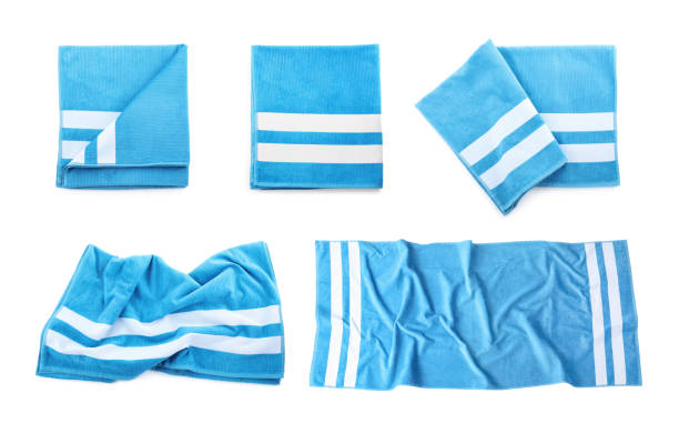 istock Set with soft towels on white background, top view 1331248481