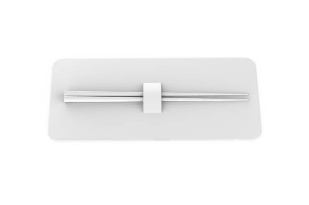 istock Round food chopsticks with pack, mockup template on isolated white background, 3d illustration 1331250707