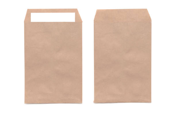 istock Brown envelope front and back isolated on white background. Letter top view. 1331252946