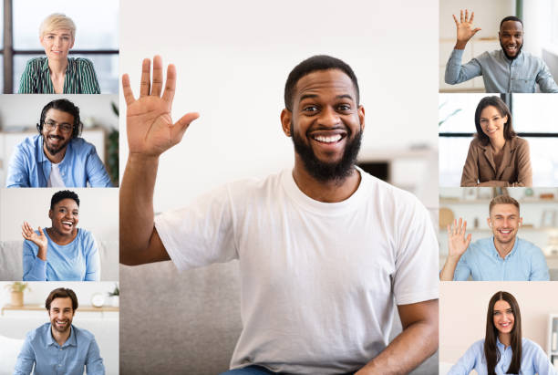 istock Group Video Call. Webcam Screenshot Of Diverse Men And Women Web Conferencing 1331254180