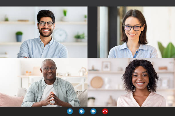 istock Young people making online videochat at home, screenshot 1331256157