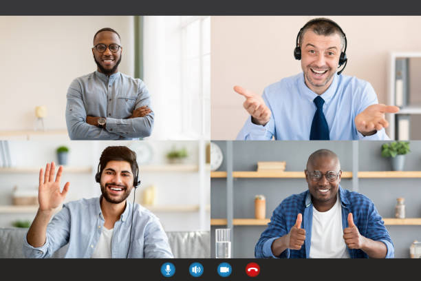 istock Diverse business people making online briefing videochat, screen view 1331256503