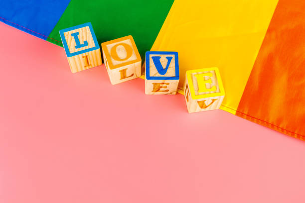 istock LGBT concept, text love, LGBT flag 1331257384