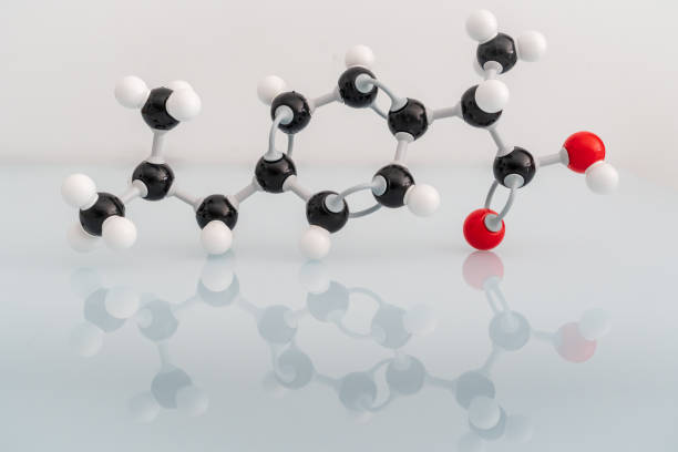 istock Isolated molecular model of ibuprofen with reflection 1331263637