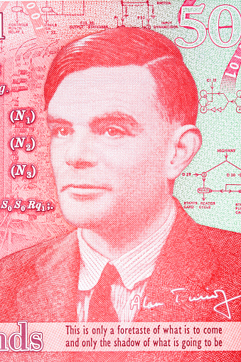 Alan Turing a portrait from English money - Pound