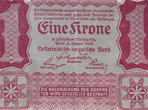 Vintage banknote from Austria-Hungary, one krone