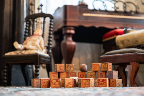 Antique multicolored wood Children's Alphabet Blocks