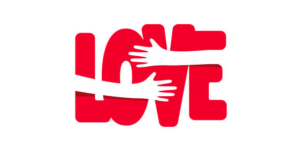 Hands hugs word LOVE illustration Hands hugs word LOVE illustration love stock illustrations