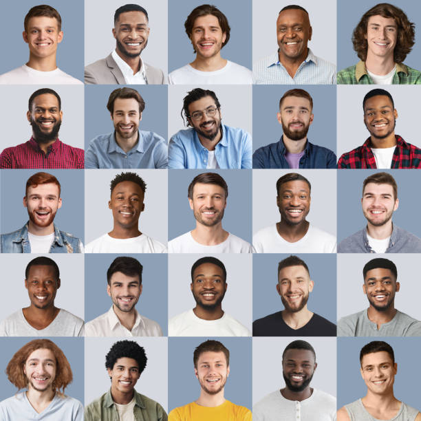 istock Smiling men different generations, collection of portraits 1331274059