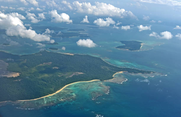 Andaman and Nicobar Aerial view of Andaman and Nicobar Islands indian ocean stock pictures, royalty-free photos & images