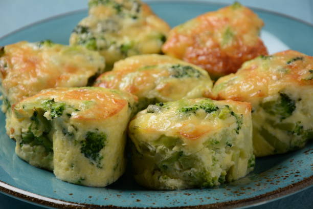 istock Healthy snack Broccoli muffins with cheddar cheese and thyme close-up on the table. 1331281632
