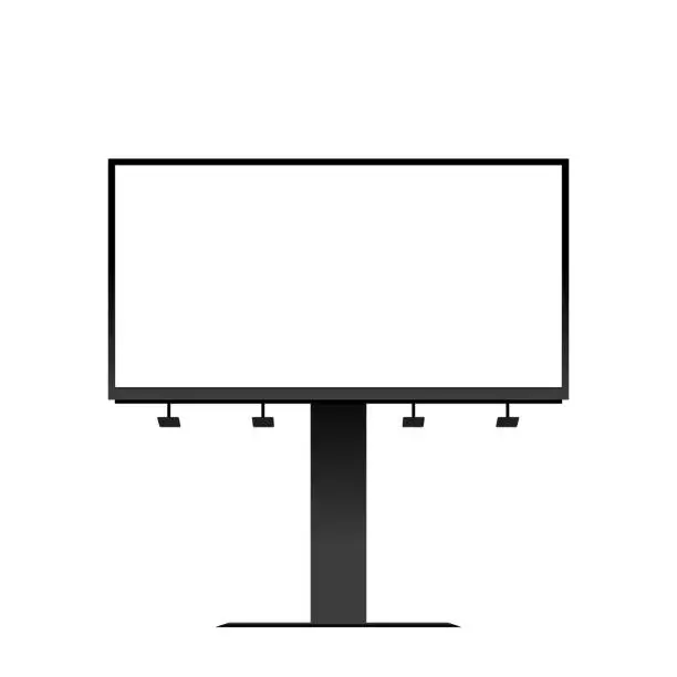 Vector illustration of Blank billboard mockup vector illustration. Advertising template isolated on white background. Outdoor construction.