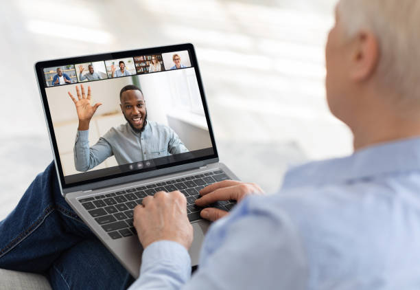istock Diverse business people making online briefing videochat at home 1331281829