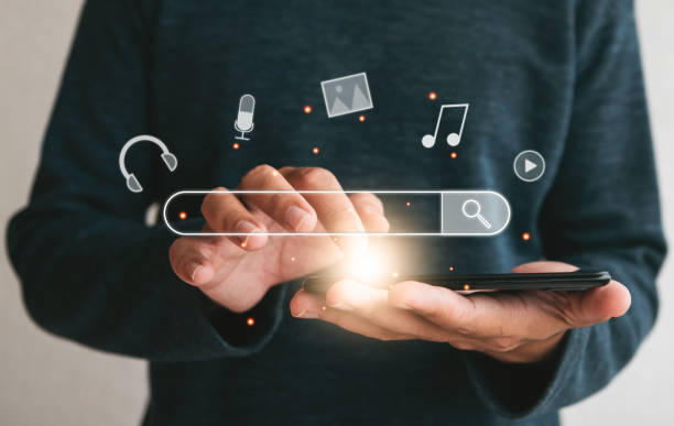 istock Close up hands holding smartphone. man working with smart phone and with blank search bar. Searching Browsing Internet Data Information Networking Concept 1331282427