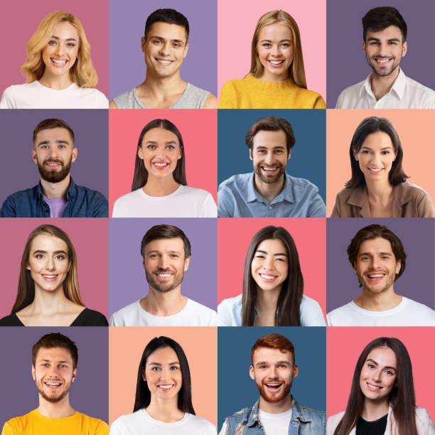 istock Happy people cheerfully smiling at camera, set of avatars 1331283111