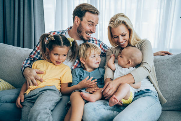 istock Happy family at home. 1331283881